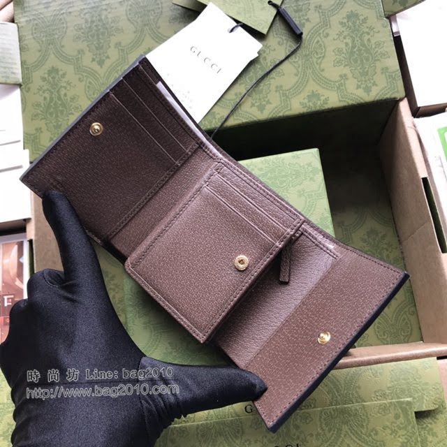 Gucci原厂皮包包 古驰男女GG印花红绿织带翻盖长款钱包 Gucci长夹零钱包 523174  gdj1732
